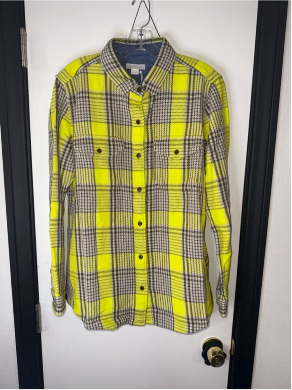 Women’s Outerknown Plaid Lightweight Shirt Jacket M Yellow Brown
